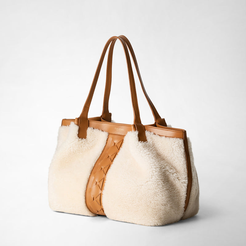 Serapian TOTE BAG SECRET PICCOLA IN SHEARLING Offerte esclusive