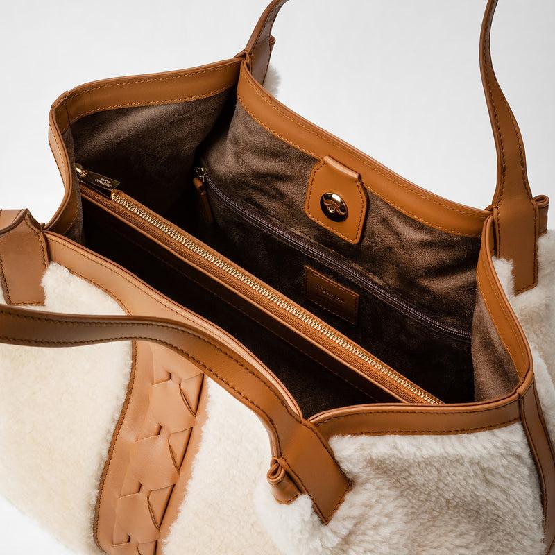 Serapian TOTE BAG SECRET PICCOLA IN SHEARLING Offerte esclusive
