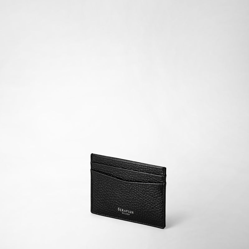 Serapian Portacarte per 4 carte in pelle cachemire nero Ritorno libero