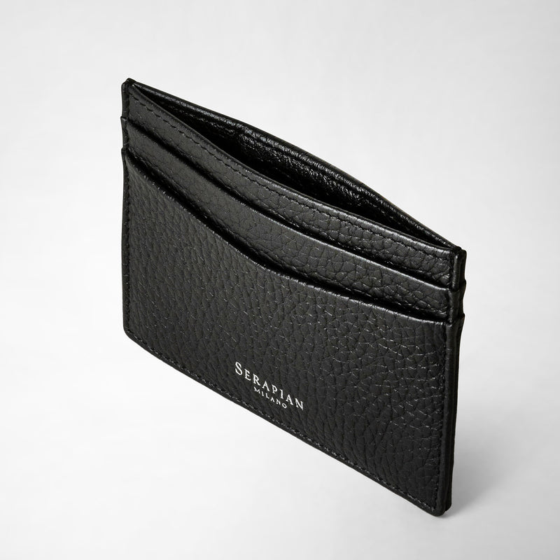 Serapian Portacarte per 4 carte in pelle cachemire nero Ritorno libero