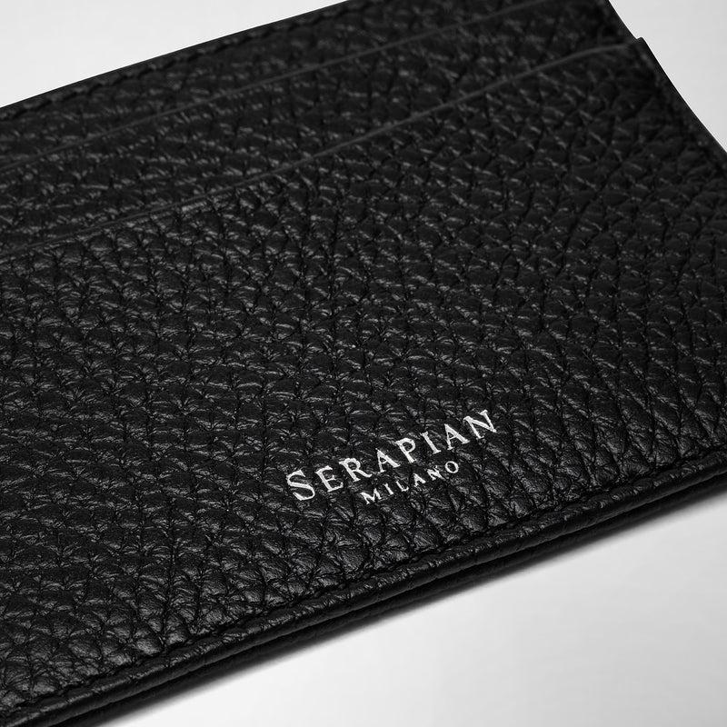 Serapian Portacarte per 4 carte in pelle cachemire nero Ritorno libero