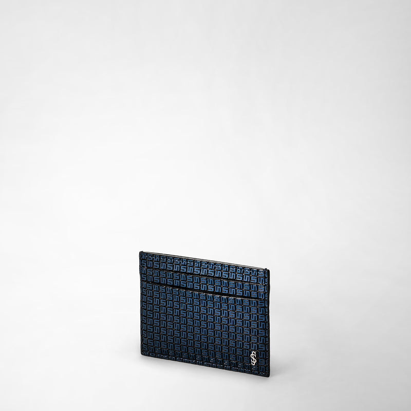 Serapian Portacarte per 4 carte in stepan blu oceano-nero Promozione temporanea