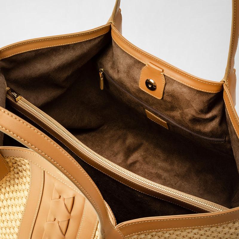 Serapian TOTE BAG SECRET IN RAFIA E PELLE SETA Fino al 60% di sconto