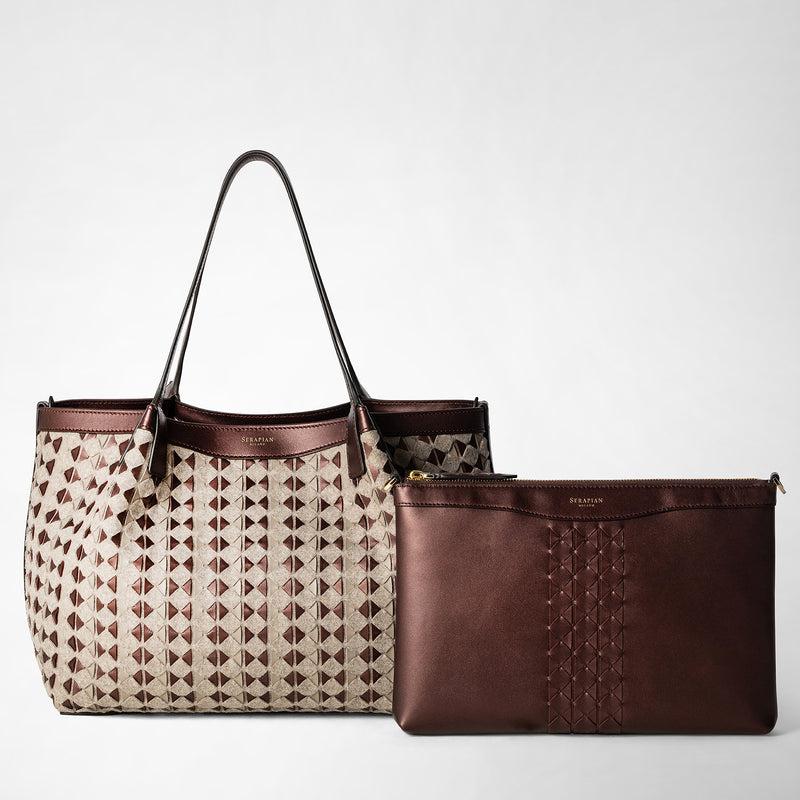 Serapian TOTE BAG SECRET PICCOLA IN LANA E MOSAICO Esporta salva