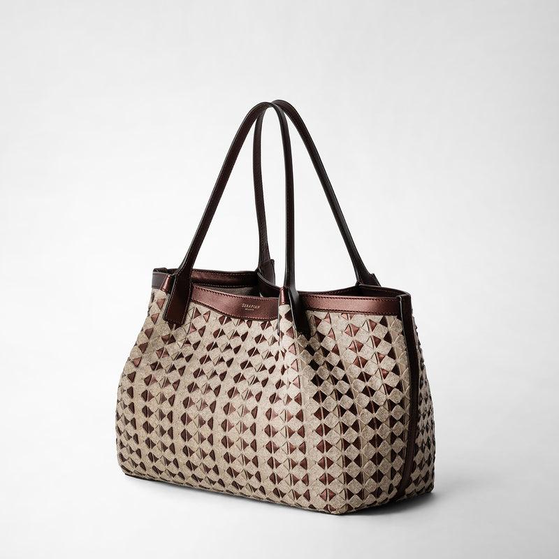 Serapian TOTE BAG SECRET PICCOLA IN LANA E MOSAICO Esporta salva