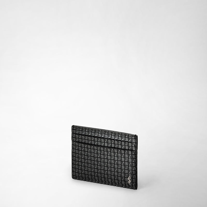 Serapian Portacarte per 4 carte in stepan asfalto-nero Black Friday Prezzi