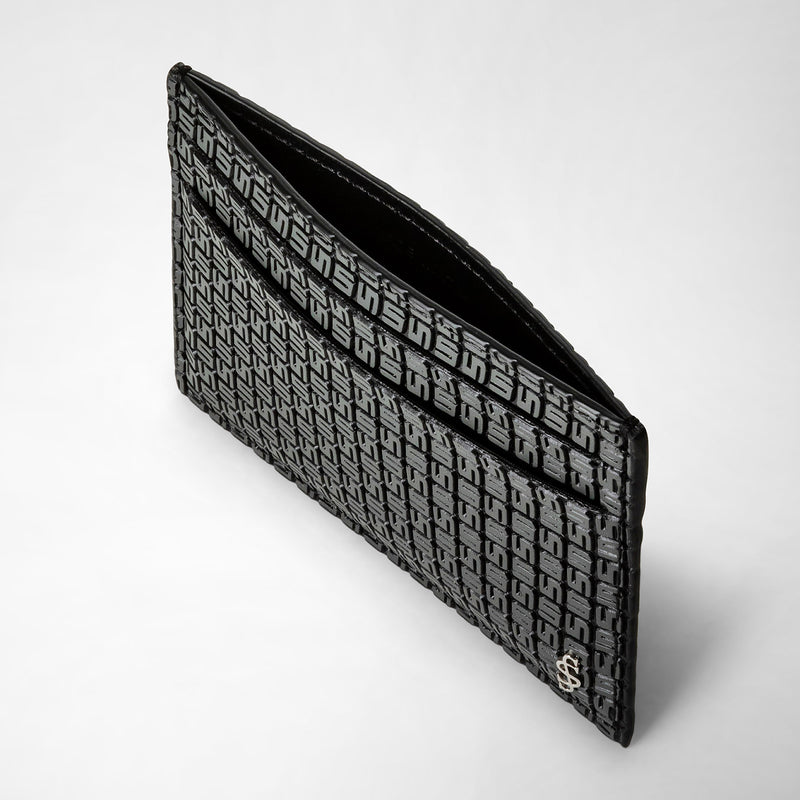 Serapian Portacarte per 4 carte in stepan asfalto-nero Black Friday Prezzi
