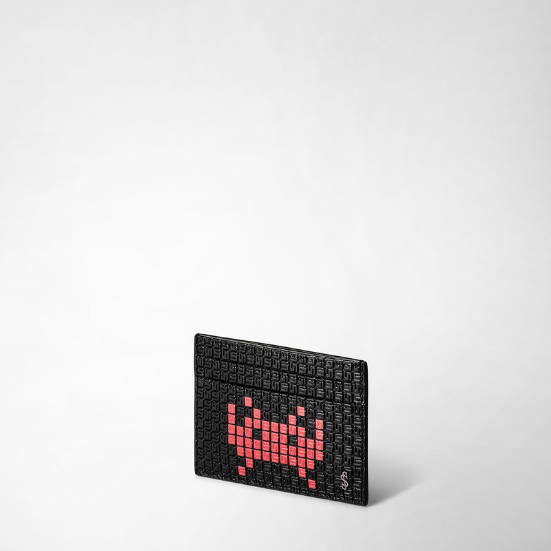 Serapian Portacarte 4 carte stepan nero-rosso space invaders In vendita
