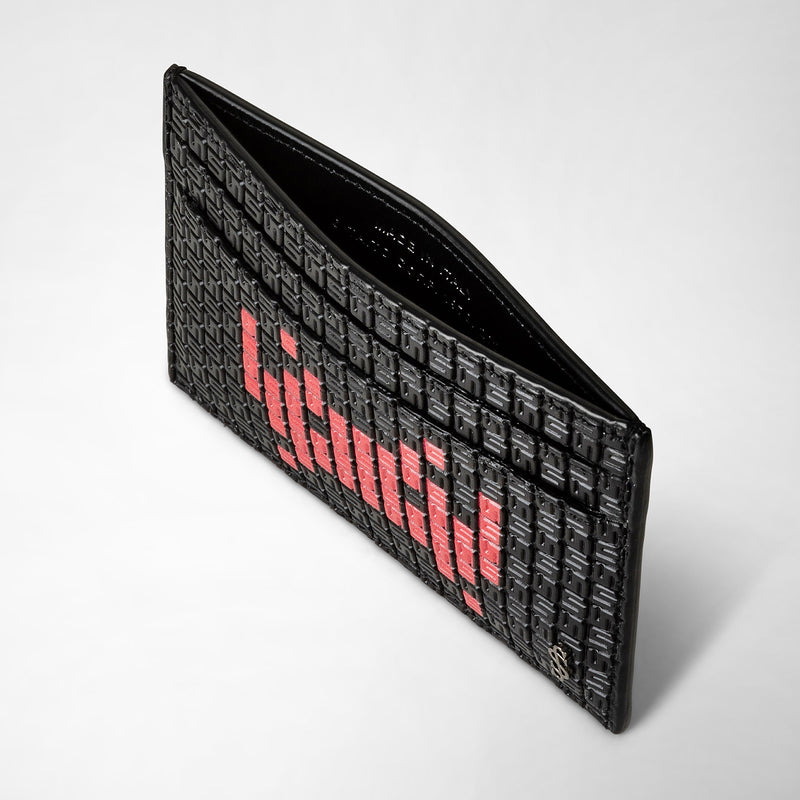 Serapian Portacarte 4 carte stepan nero-rosso space invaders In vendita
