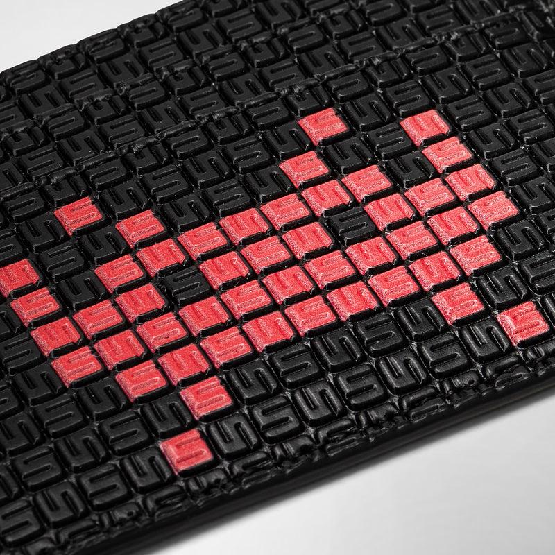 Serapian Portacarte 4 carte stepan nero-rosso space invaders In vendita