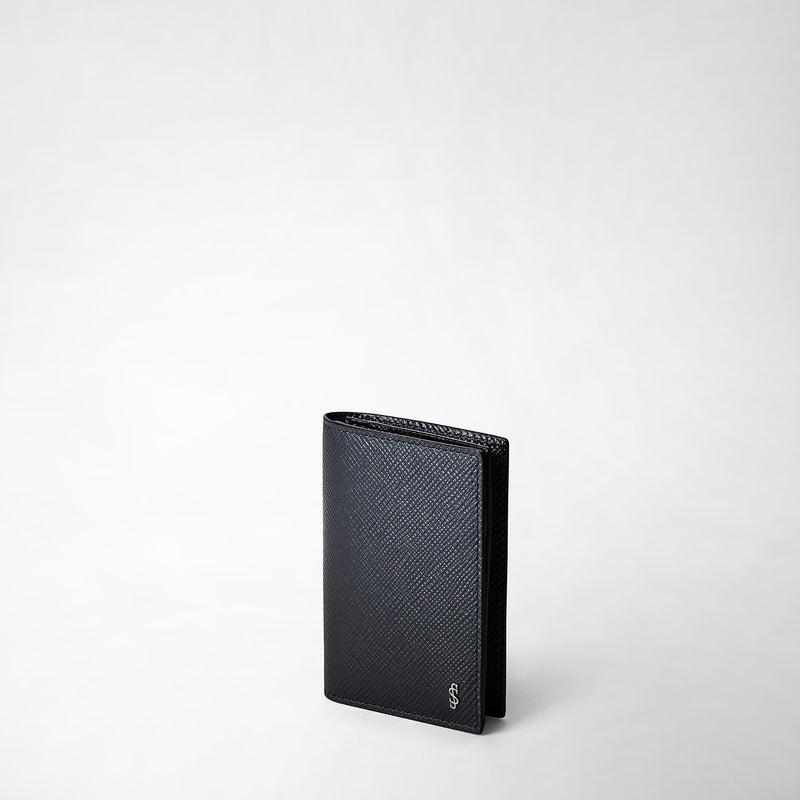 Serapian Business card case in evoluzione leather navy blue Novità
