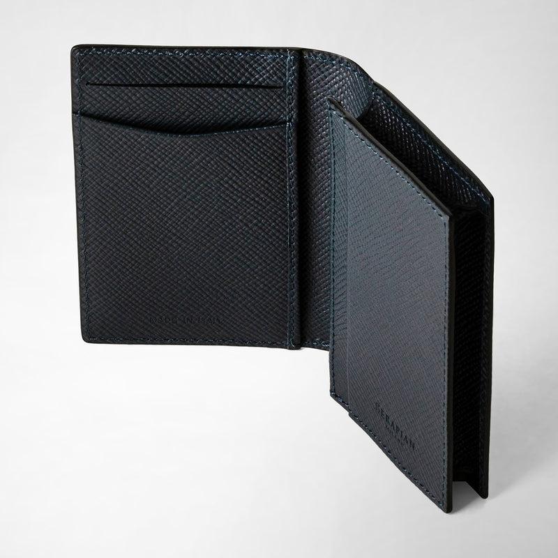 Serapian Business card case in evoluzione leather navy blue Novità