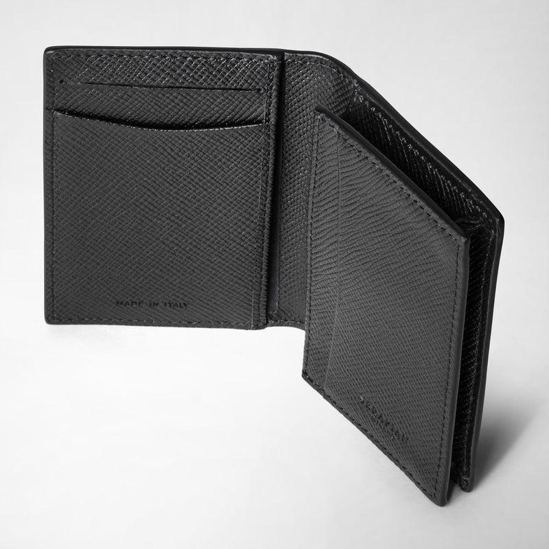 Serapian Business card case in evoluzione leather eclipse black Presa