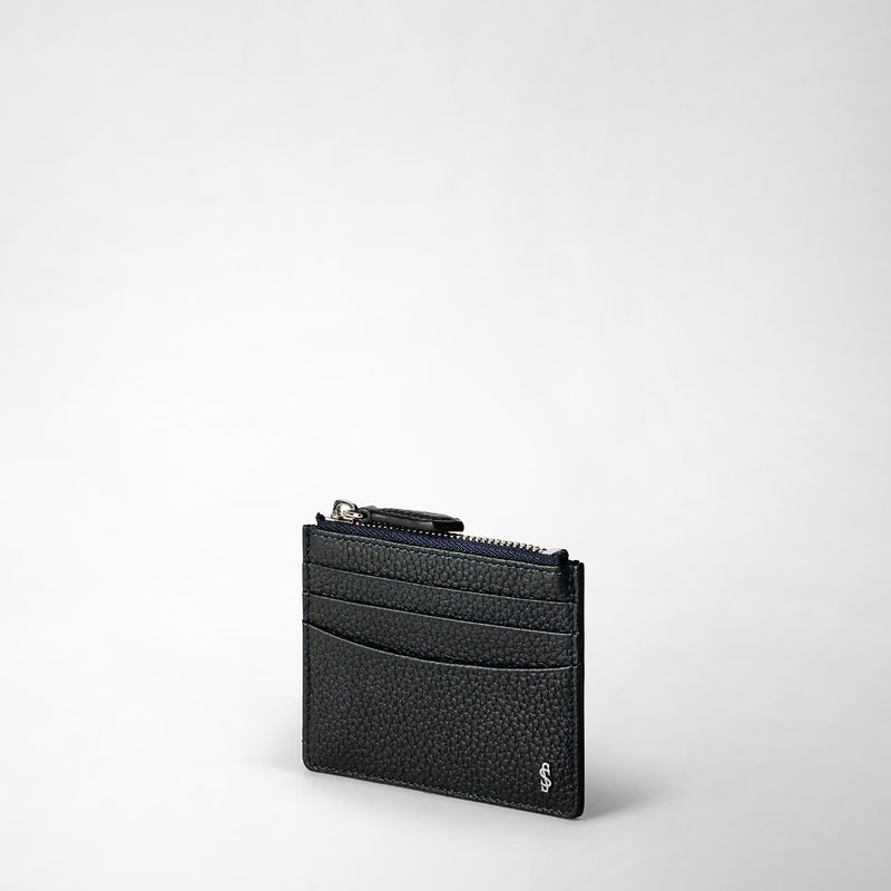 Serapian Zip card case in cachemire leather navy blue Online