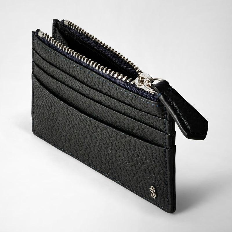 Serapian Zip card case in cachemire leather navy blue Online
