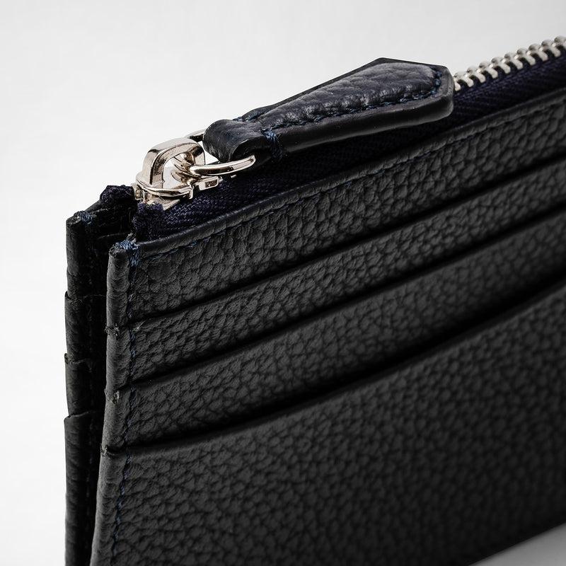 Serapian Zip card case in cachemire leather navy blue Online
