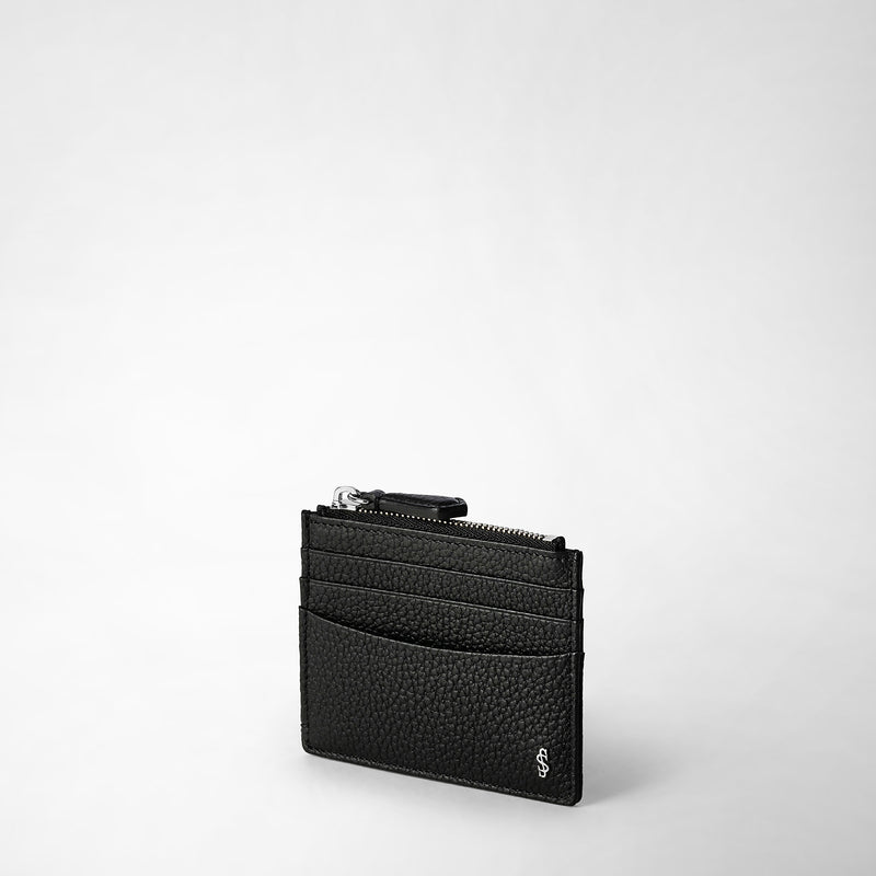 Serapian Zip card case in cachemire leather black Outlet