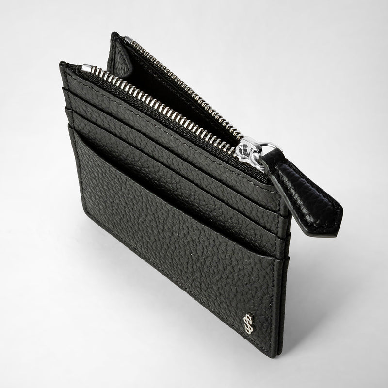 Serapian Zip card case in cachemire leather black Outlet