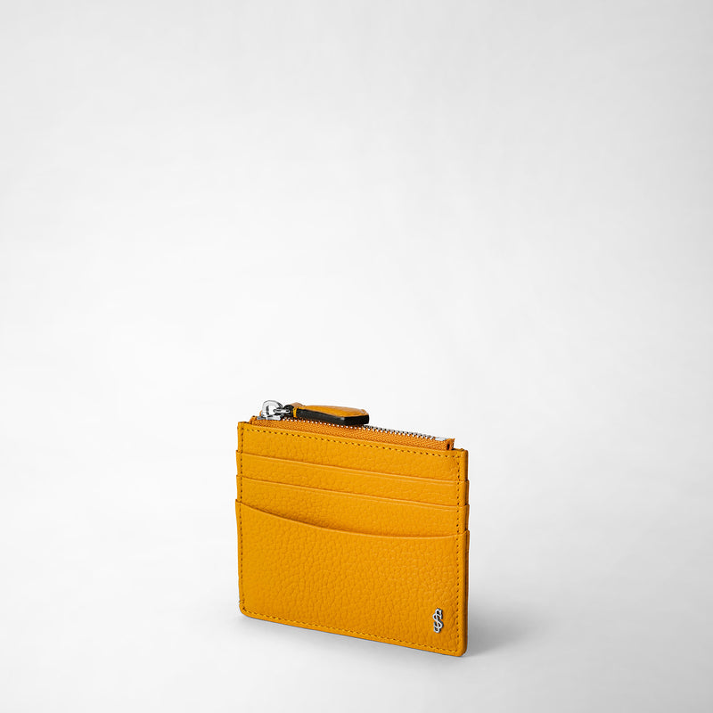 Serapian Zip card case in cachemire leather ochre In Vendita