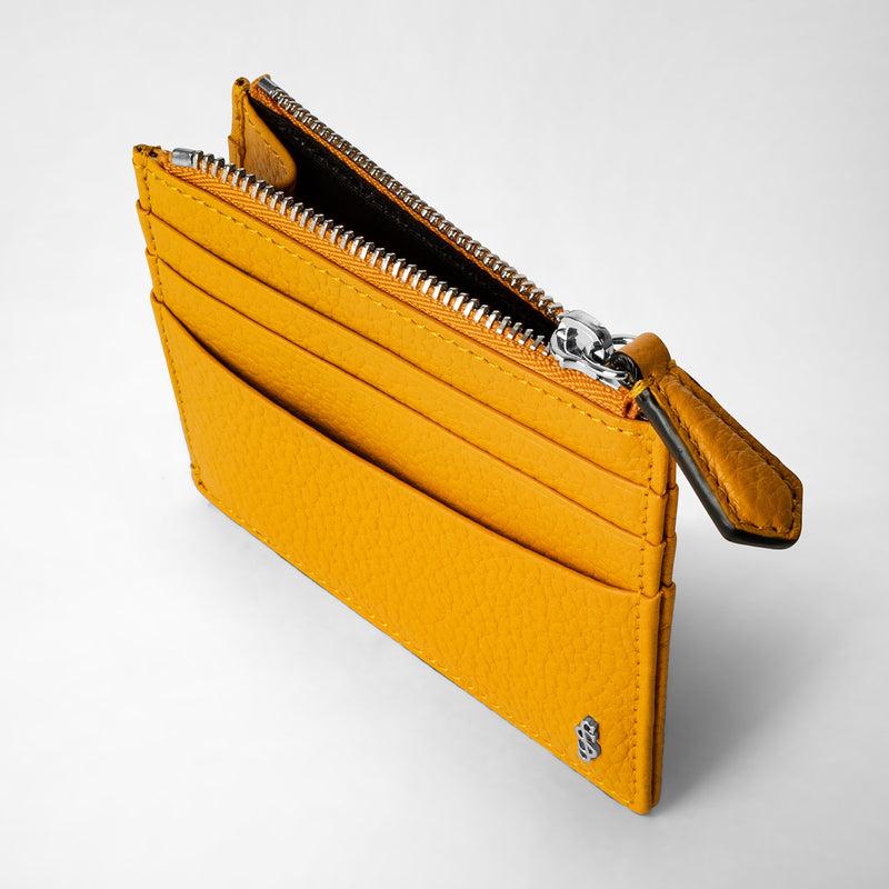 Serapian Zip card case in cachemire leather ochre In Vendita