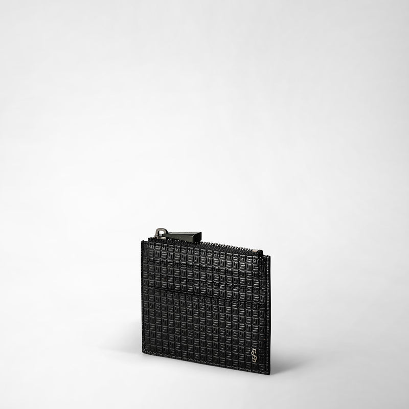 Serapian Zip card case in stepan black-black eclipse Offerte