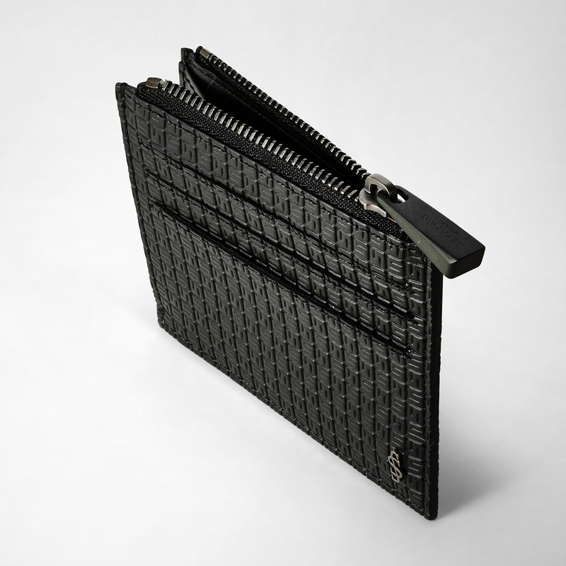 Serapian Zip card case in stepan black-black eclipse Offerte
