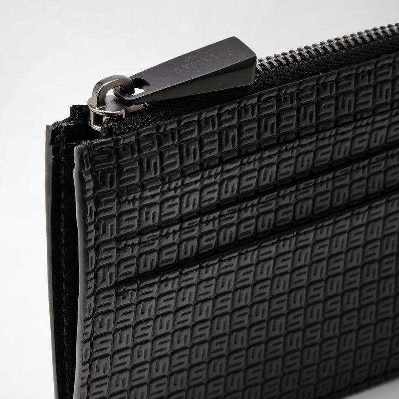 Serapian Zip card case in stepan black-black eclipse Offerte