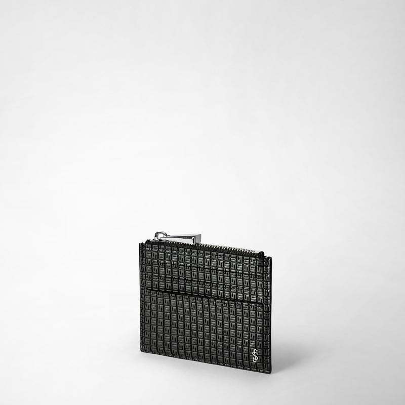 Serapian Zip card case in stepan asphalt black Hotsell