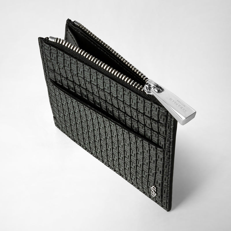 Serapian Zip card case in stepan asphalt black Hotsell