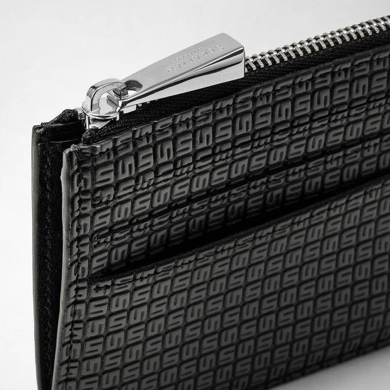 Serapian Zip card case in stepan asphalt black Hotsell