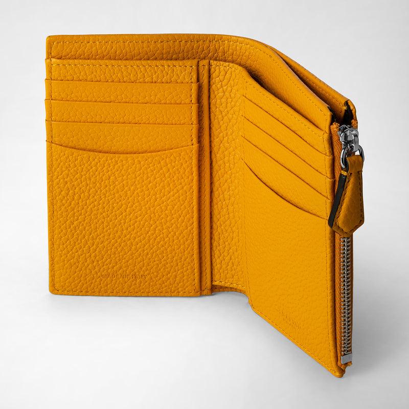 Serapian Vertical billfold with zip in cachemire leather ochre Moda