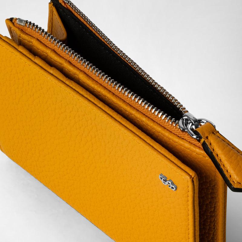 Serapian Vertical billfold with zip in cachemire leather ochre Moda