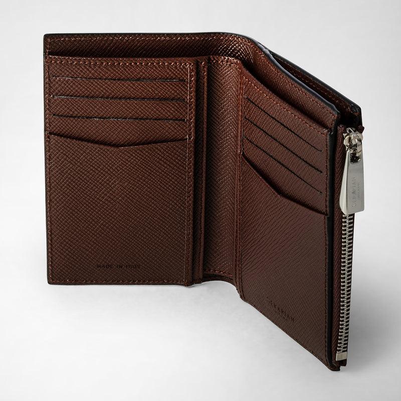Serapian Vertical billfold with zip in evoluzione leather burgundy Spedizione gratuita