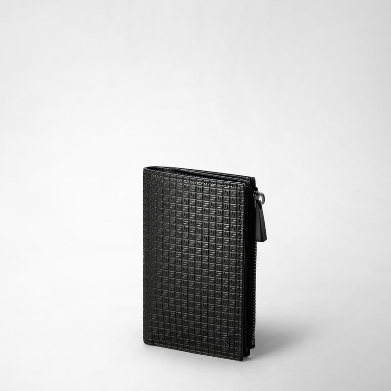 Serapian Vertical billfold with zip in stepan black black eclipse Prezzo di fabbrica