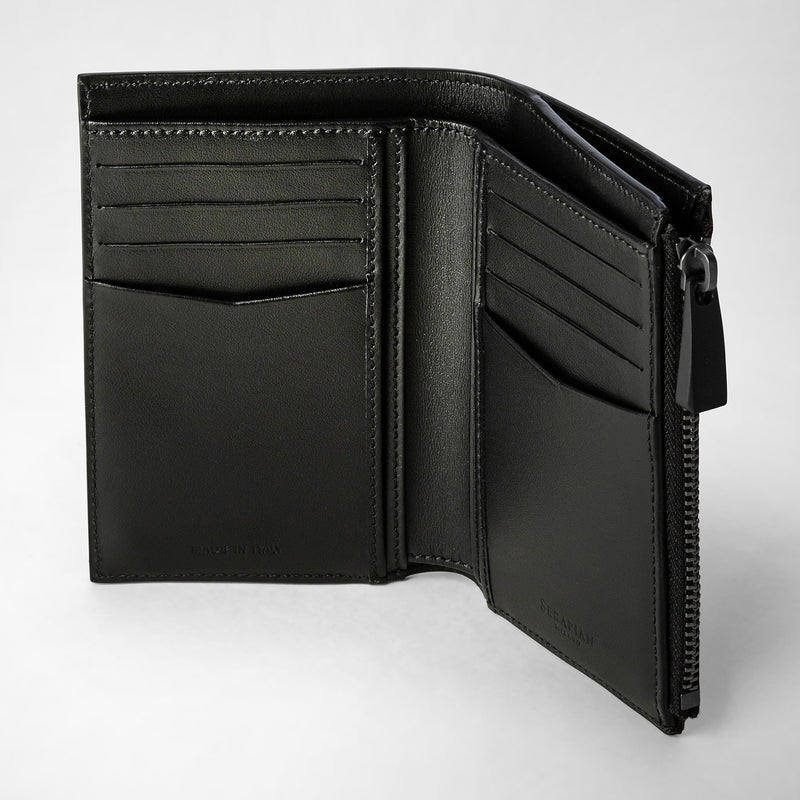 Serapian Vertical billfold with zip in stepan black black eclipse Prezzo di fabbrica