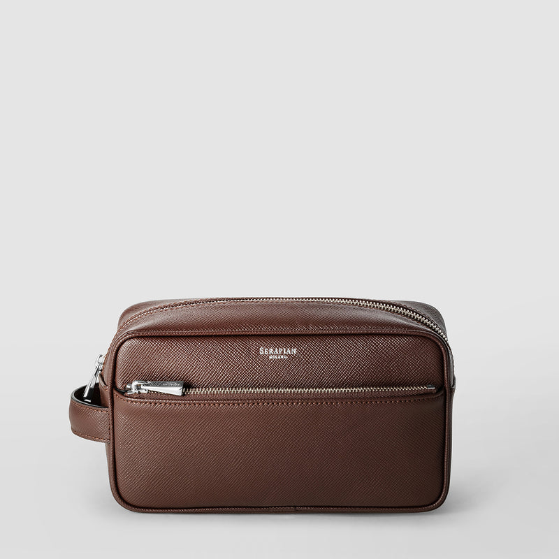 Serapian Wash bag recycled twill evoluzione leather burgundy Shopping online
