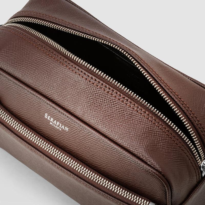 Serapian Wash bag recycled twill evoluzione leather burgundy Shopping online