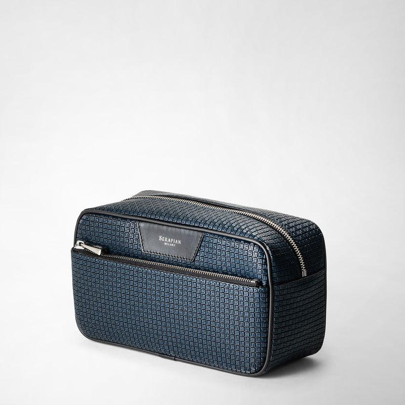 Serapian Trousse da bagno in stepan blu oceano-nero Offerta Giorno del Papà
