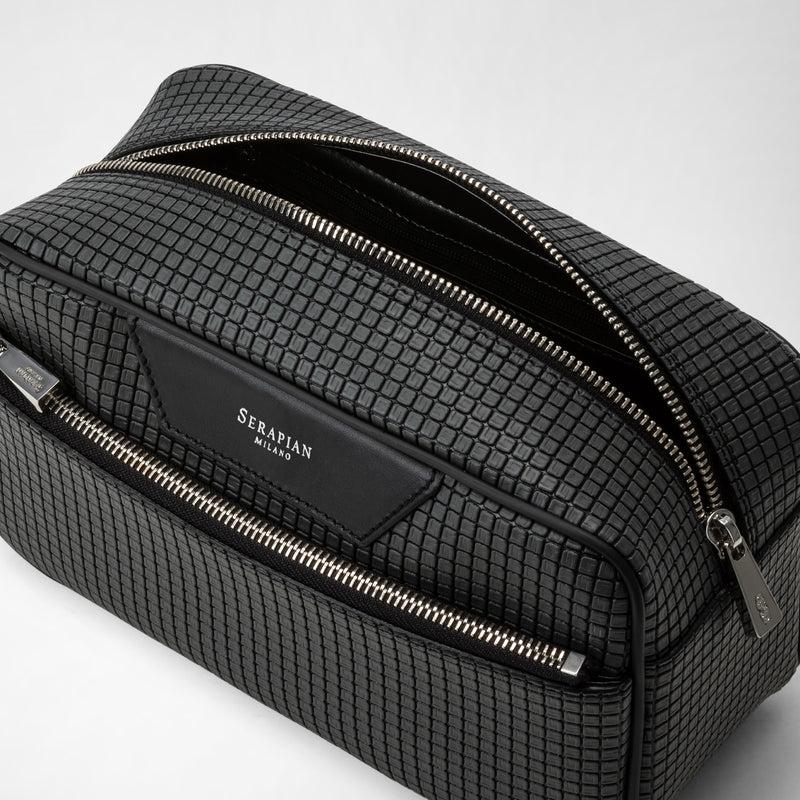 Serapian Trousse da bagno in stepan asfalto-nero Offerta San Valentino