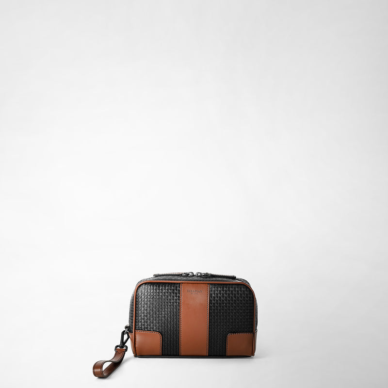 Serapian Pochette in stepan 72 nero-cuoio Offerta migliore