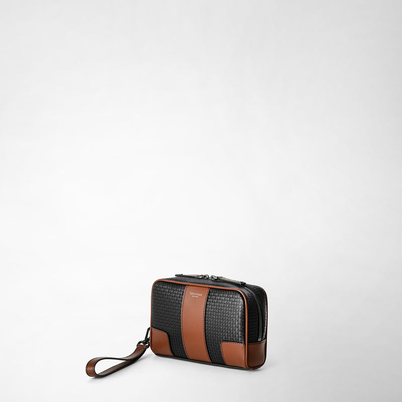 Serapian Pochette in stepan 72 nero-cuoio Offerta migliore