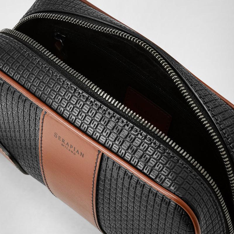 Serapian Pochette in stepan 72 nero-cuoio Offerta migliore