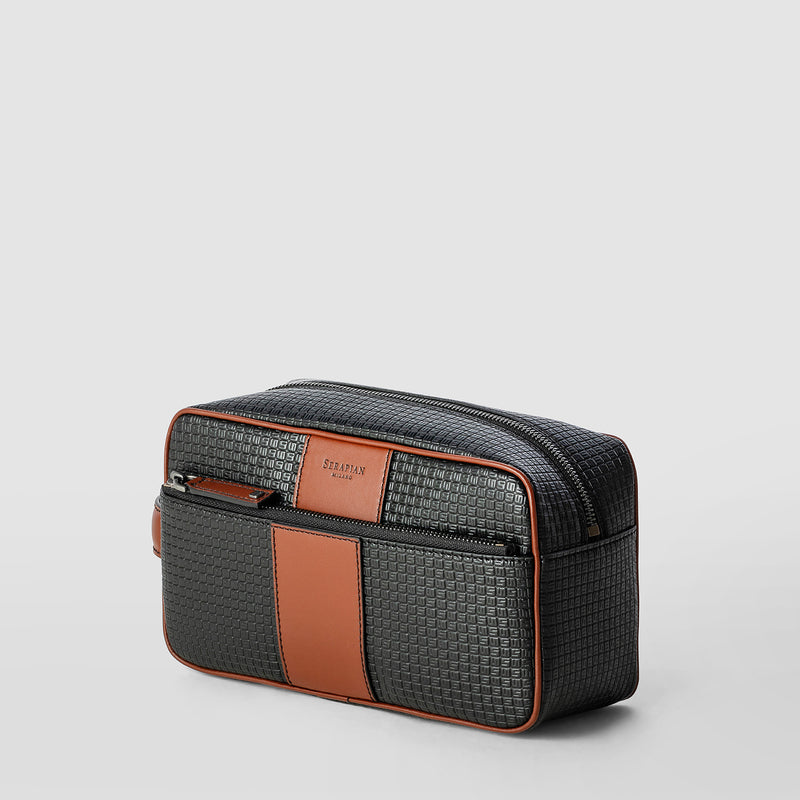 Serapian Washbag in stepan 72 black-cuoio Offerta temporanea