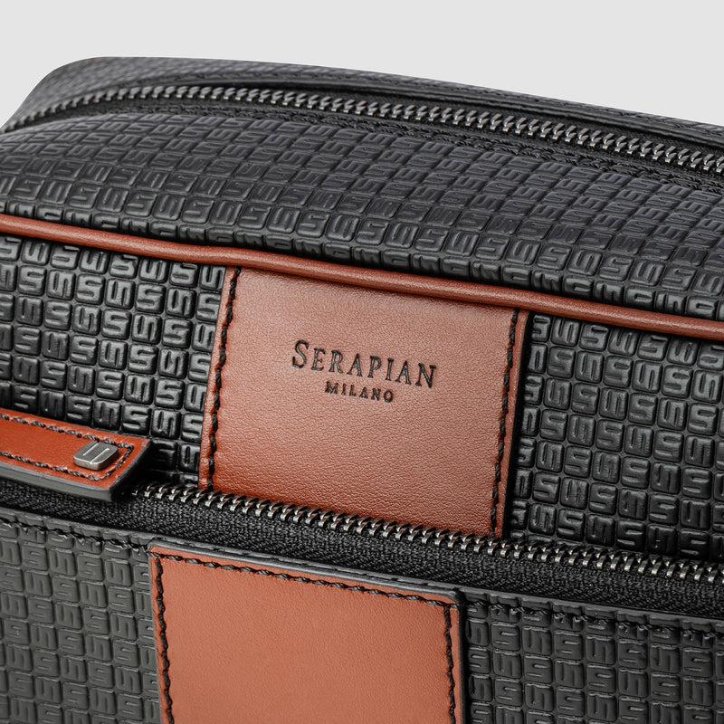 Serapian Washbag in stepan 72 black-cuoio Offerta temporanea