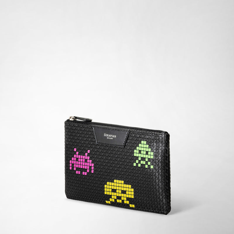 Serapian Pouch con zip in stepan nero space invaders Lightning offer