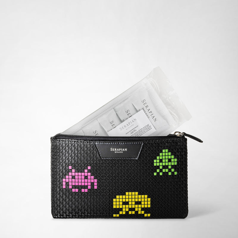 Serapian Pouch con zip in stepan nero space invaders Lightning offer