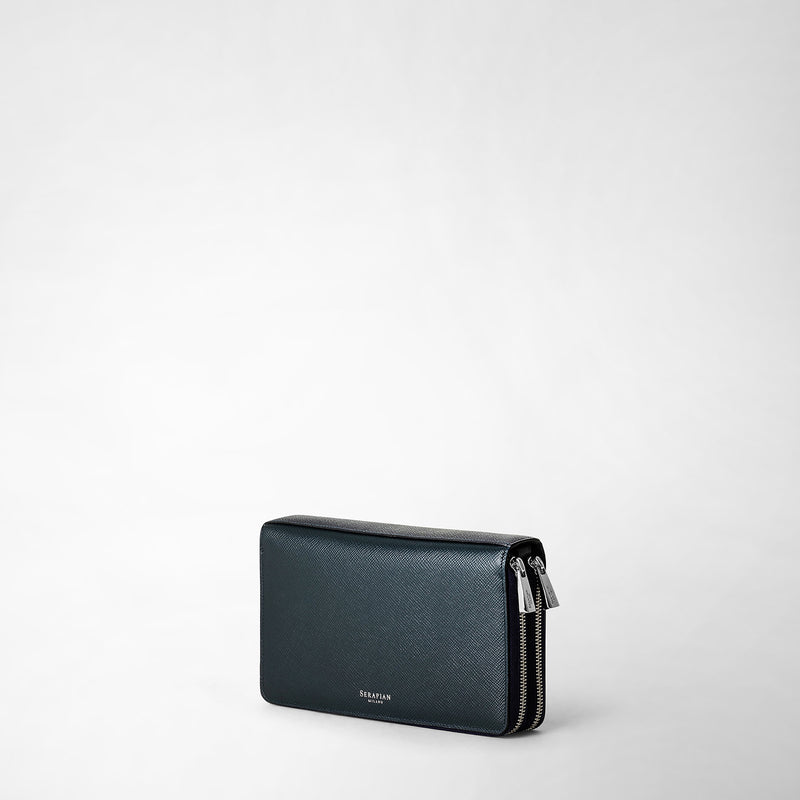 Serapian Pochette viaggio zip doppia pelle evoluzione blu navy Nuovi prodotti