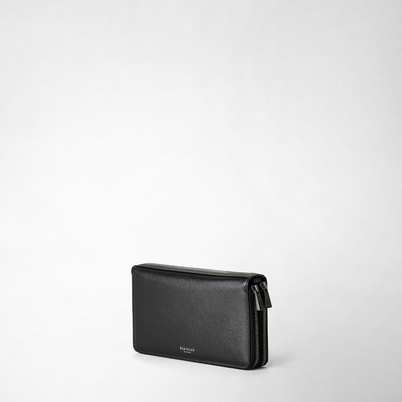 Serapian Pochette viaggio zip doppia pelle evoluzione nero Bestseller