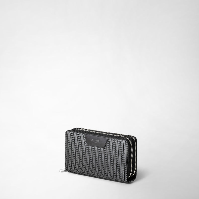 Serapian Pochette da viaggio zip doppia in stepan asfalto-nero Liquidazione