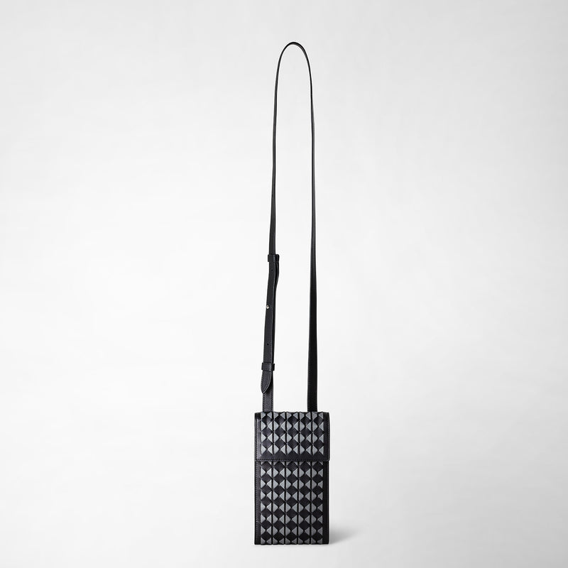 Serapian Phone case with strap in mosaico black asphalt gray Offerte speciali